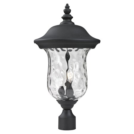 Z-Lite Armstrong Outdoor Post Light, Black & Clear Waterglass 533PHM-BK